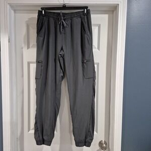 Eddie Bauer Pants Womens 12 Gray Fleece Polar Lined Pull On Hiking Cargo Outdoor
